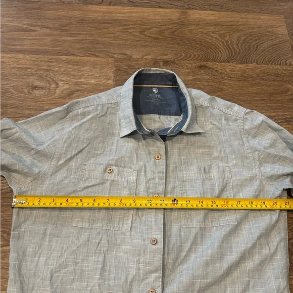 KUHL Horizon Blue Karib Stripe Short Sleeve Shirt – Small – UPF 20 - Picture 7 of 8